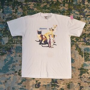 Vintage Jerzees White Siamese Cat Shirt